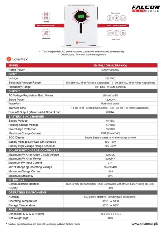 Solarmax Falcon Ultra 6kw Hybrid Inverter | Modern Solar